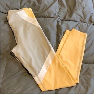 Like New Old Navy Yellow and Gray High-Waisted Leggings